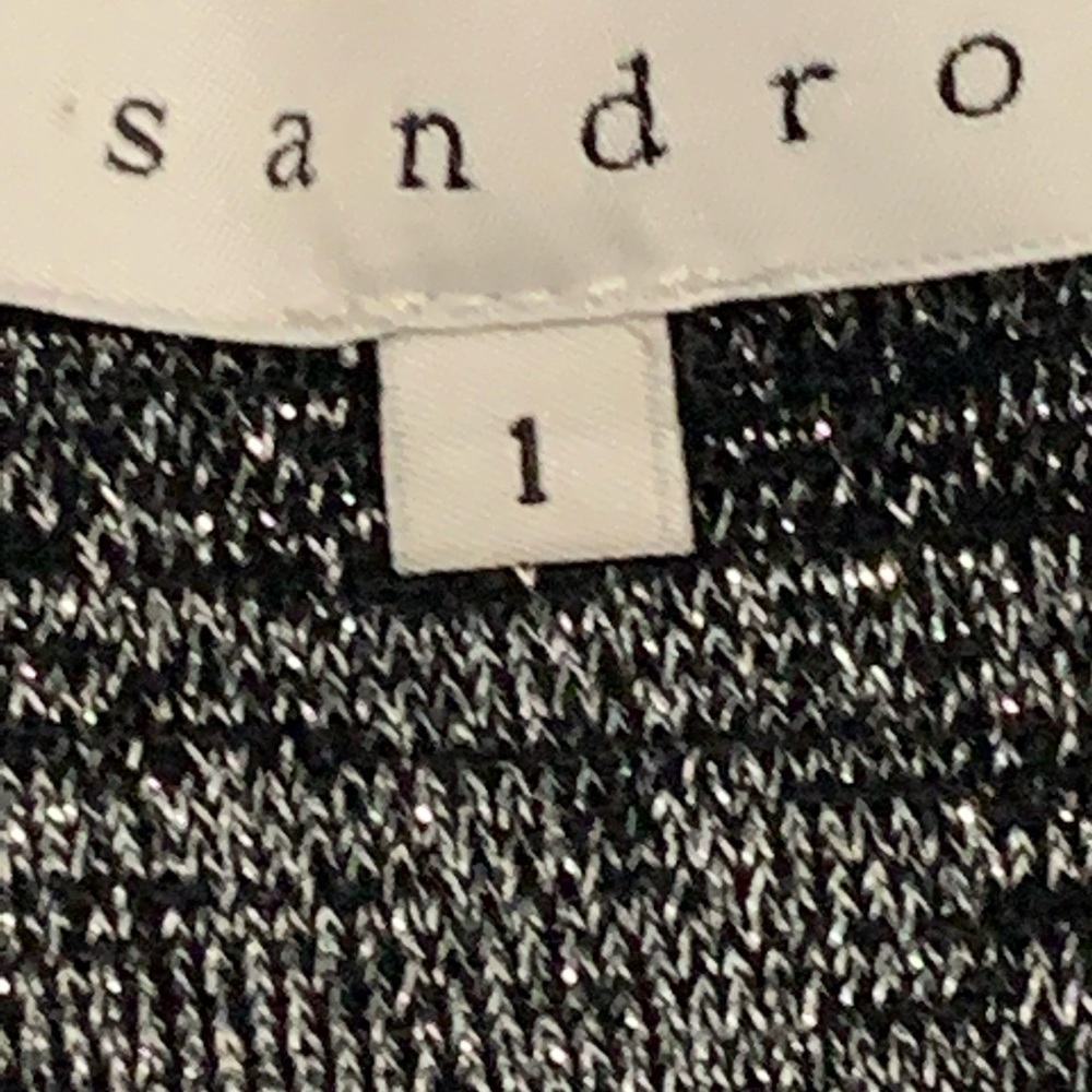 Sandro crewneck three-quarter sleeve black and silver knit dress - Picture 2 of 3